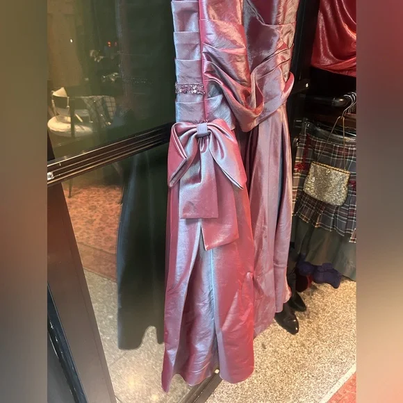 xcite y2k purple silver iridescent beaded prom dress maxi fluted bow pink - Picture 12 of 13